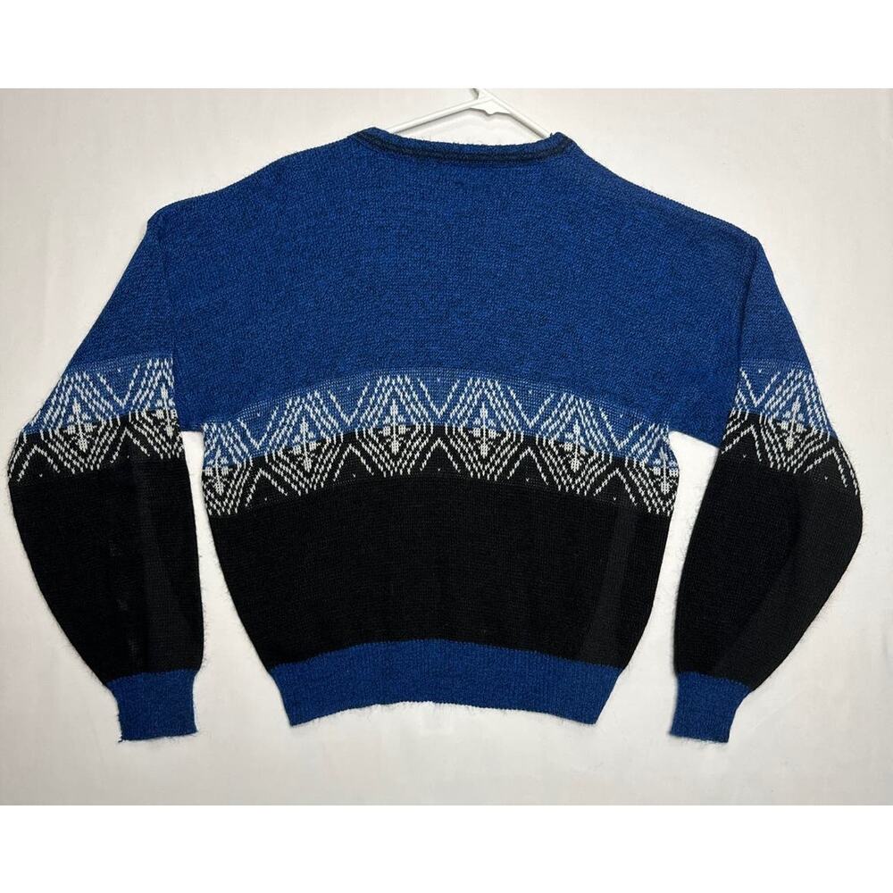 Vintage Y2K Turnabout crew neck multipattern sweater blue, black & white size XL - Picture 8 of 9